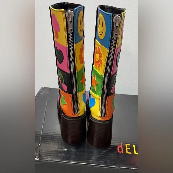 Dolls Kill Colorful Graphic Heeled Boots - Picture 5 of 11